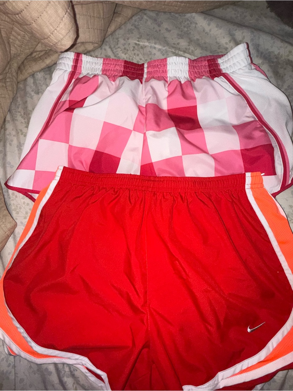Nike Pink Plaid and Red Athletic Shorts Duo